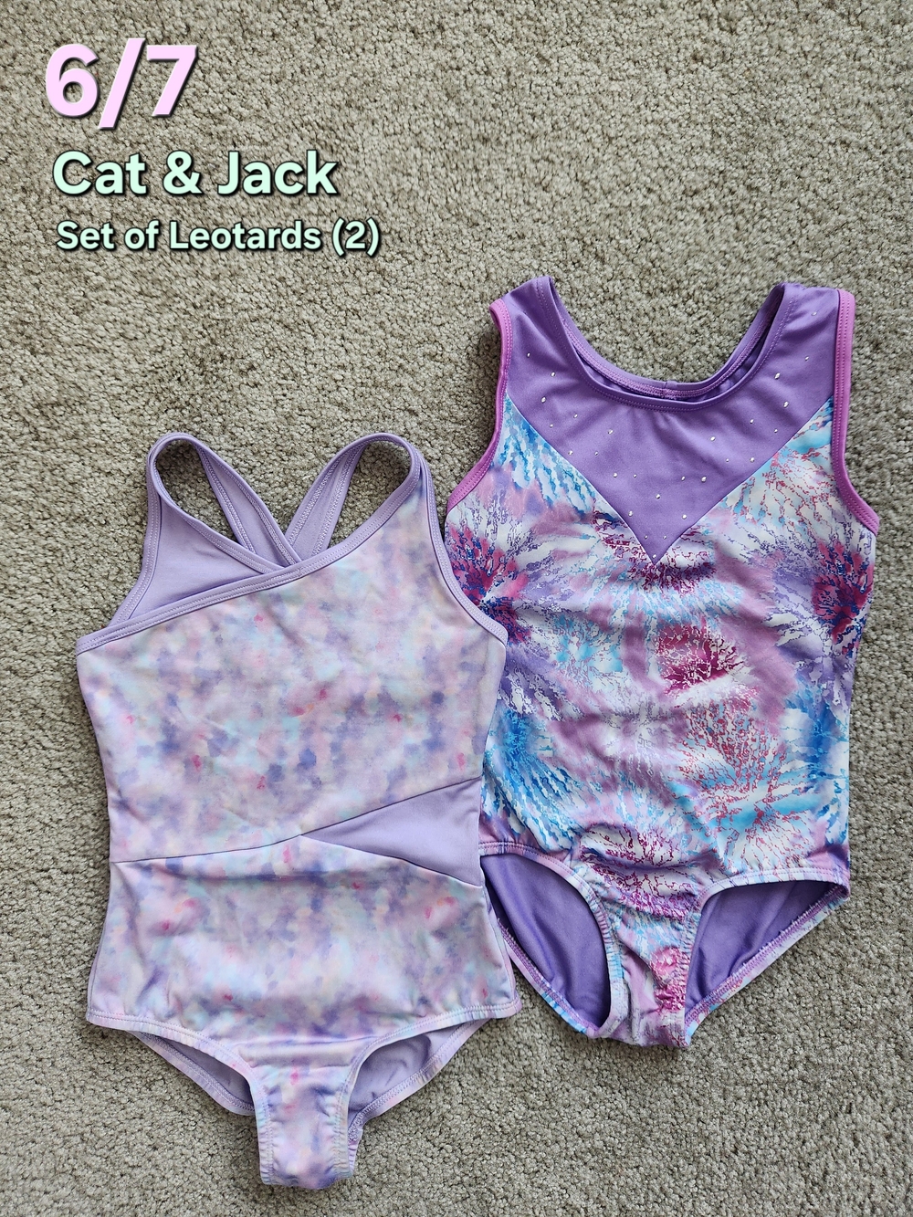 Cat & Jack Dance / Gymnastics Leotard Set of 2 - Girls Youth Size 6 / 7